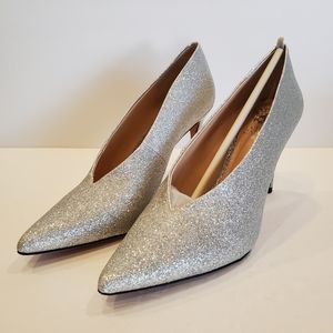 Vince Camuto Ankia Silver Glitter Pointy Pumps 6